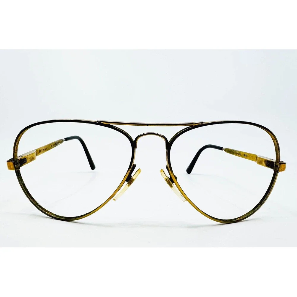 Pilotelex Eyeglass Frames Mens Gold Aviator Double Bridge France 54